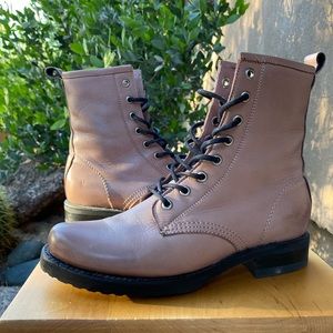 Frye lavender combat lace up boots - worn once!!